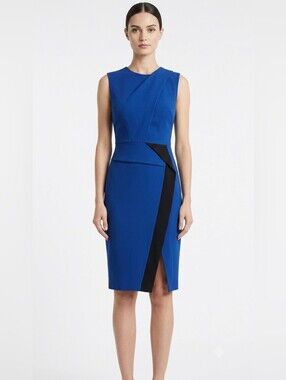 Sportmax (Max Mara) Sleeveless Royal Blue Sheath Dress with Black Accent